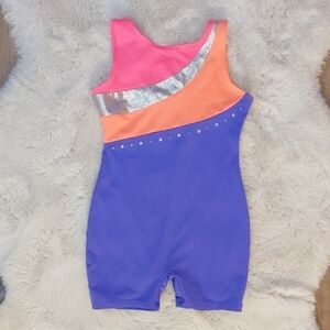 Girls Circo Gymnastics Leotard Size 6 / 6X Pink Purple Colorblock